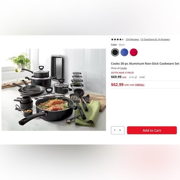 JCPenny Cooks 30-pc Aluminum Non-Stick Cookware Set - Picture 3 of 6